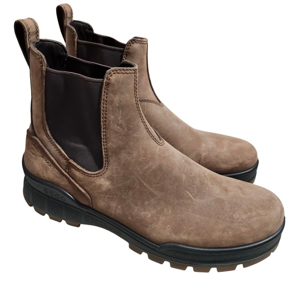 Ecco Track 25 Chelsea Boots Hydromax Water Repellant Brown Leather Men's EU 42 - Picture 1 of 11